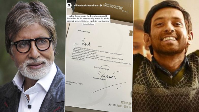 12th Fail: Amitabh Bachchan Pens Note to Vidhu Vinod Chopra after Watching Vikrant Massey and Medha Shankar's Film (View Post)