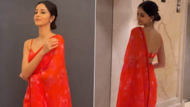 Ananya Panday Casts a Spell in Tangerine Floral Saree, Check Out Kho Gaye Hum Kahan Actress' Stunning Picture Here