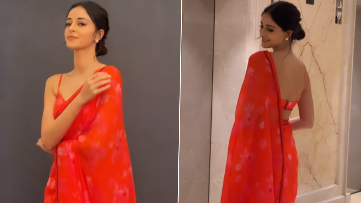 Ananya Panday Casts a Spell in Tangerine Floral Saree, Check Out Kho ...