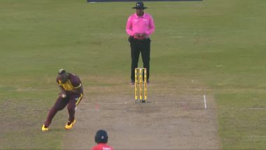 Stunner! Andre Russell Pulls Off Excellent Caught and Bowled Effort To Dismiss Rehan Ahmed During WI vs ENG 5th T20I 2023 (Watch Video)