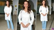 Animal Actress Tripti Dimri Rocks a White Kurta With Intricate Embroidery Paired With Light Blue Jeans (Watch Video)