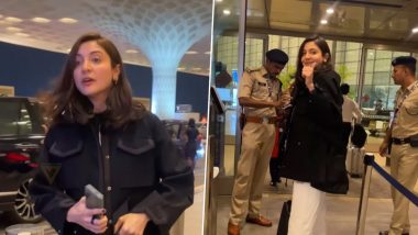 Anushka Sharma Looks Uber Cool in Black Jacket and White Joggers as She Gets Spotted at the Airport (Watch Video)