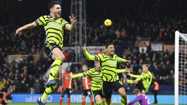 Luton Town 3-4 Arsenal, Premier League 2023-24: Declan Rice's Last Minute Goal Help Gunners Move Five Points Clear of Liverpool in EPL Title Race (Watch Video Highlights Here)