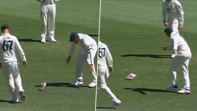 FUNtastic! Australian Players Struggle to Grab Piece of Rubbish on Ground, Steve Smith Celebrates After Getting Hold of it (Watch Video)