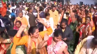 Madhya Pradesh Election 2023 Results: BJP Supporters Hail CM Shivraj Singh Chouhan, Dance on Dhol Beats As Party Leads Towards Landslide Victory in State (Watch Video)