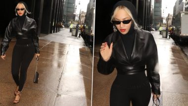 Beyoncé's Chic Black Faux Leather Wrap Jacket Is the Winter Layer You'll Need in Your Closet Right Now! (View Pics)