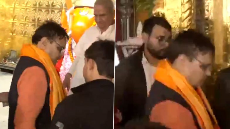 Rajasthan CM-Designate Bhajanlal Sharma Offers Prayers at Moti Dungri Ganesh Temple in Jaipur (Watch Video)