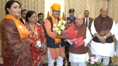 Rajasthan CM-Designate Bhajanlal Sharma Meets Governor Kalraj Mishra, Stakes Claim To Form Government in State (Watch Video)