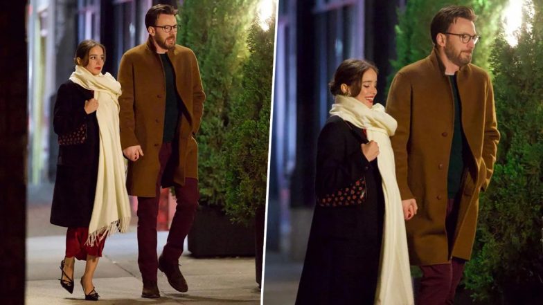 Chris Evans Photographed With Wife Alba Baptista at Scarlett Johansson–Colin Jost’s Christmas Party (View Pics)