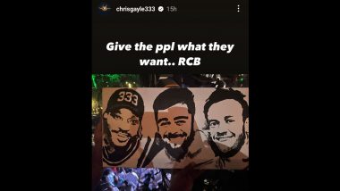 ‘Give the Ppl What They Want..RCB’ Chris Gayle Shares Picture of Poster Featuring Him, Virat Kohli and AB de Villiers on Instagram Story