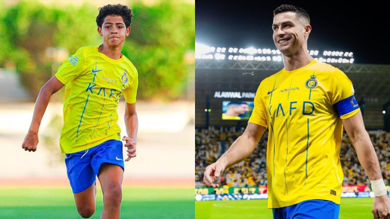 Cristiano Ronaldo and His Son in Action on Same Day! CR7 Plays Al-Ettifaq in Saudi Pro League While Son Cristiano Jr Faces Al-Shabab in Saudi U-13 Premier League