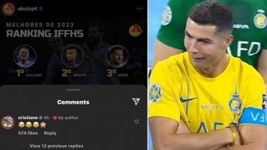 Cristiano Ronaldo Reacts With Laughing Emojis After Not Being Included in IFFHS Top 10 Players of 2023 List