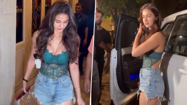 Disha Patani Looks Smoking Hot in Green Lacy Top Paired With Denim Shorts As She Gets Papped in Town (Watch Video)