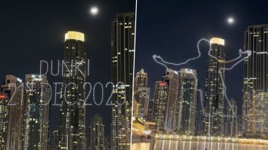 Dunki: Stunning Drone Show Lights Up Dubai With Shah Rukh Khan's Signature Pose (Watch Video)