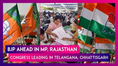 Assembly Election Results 2023: BJP Ahead In Madhya Pradesh, Rajasthan; Congress Leading In Telangana & Chhattisgarh