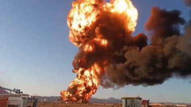 Iran Blast: Massive Explosion Rocks Hydrocarbon Refinery in Birjand Special Economic Zone, No Casualties Reported (Watch Video)