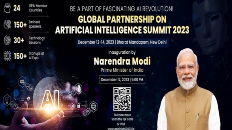 GPAI Summit 2023: PM Narendra Modi to Inaugurate Global Partnership on Artificial Intelligence Summit in Delhi Today