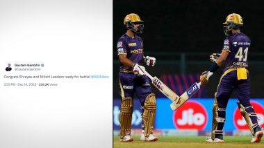 KKR Mentor Gautam Gambhir Congratulates Shreyas Iyer and Nitish Rana For Being Appointed Captain and Vice-Captain of Franchise Ahead of IPL 2024 Season (See Post)