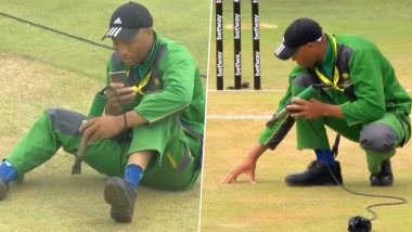 Ground Staff Spotted Using Hair Dryer To Dry Wet Pitch on Day 1 of IND vs SA 1st Test 2023, Pictures Go Viral