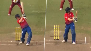 Sensational! Harry Brook Hits 24 Runs in Andre Russell's Last Over to Help England Win 3rd T20I Against West Indies, Video Goes Viral!