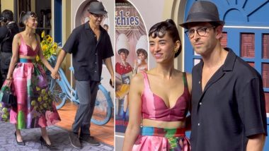 The Archies Premiere: Hrithik Roshan and Saba Azad Walk Hand-in-Hand at the Star-Studded Affair (Watch Video)