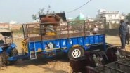 Animal Cruelty in Uttar Pradesh: Cow Scooped Up Using JCB&rsquo;s Claw, Thrown into Tractor Trolley in Aligarh (Watch Video)