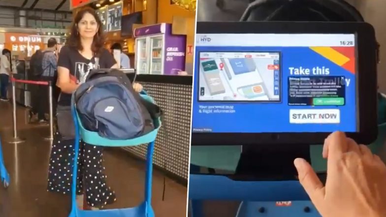 Smart Trolley At Hyderabad Airport: Viral Video Shows Woman Explaining How To Use ‘Smart Trolleys’ at Rajiv Gandhi International Airport