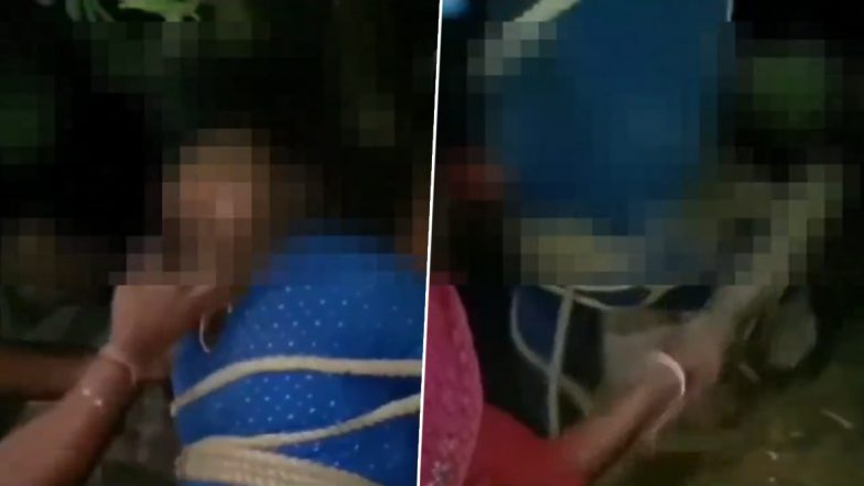 Bihar Shocker: Man Tied to Tree, Thrashed by Wife and Her Relatives After Being Caught in Compromising Position With Mother-in-Law in Jamui; Video Goes Viral