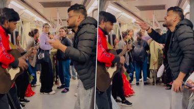 'Jai Bajrangbali' in Delhi Metro: Duo Play Guitar, Sing Song Inside Metro in National Capital, Viral Video Surfaces