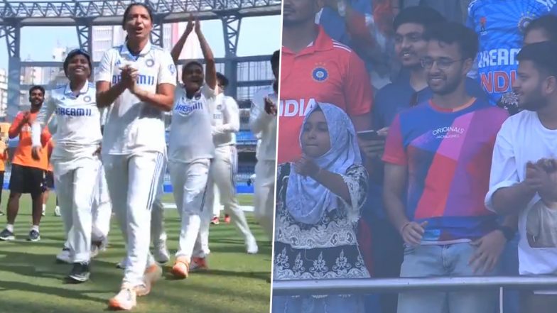 Indian Women’s Cricket Team Players Perform Lap of Honour at Wankhede Stadium After Registering Maiden Test Win Over Australia, Video Goes Viral