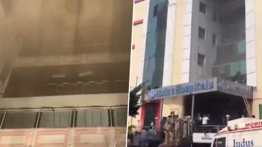 Andhra Pradesh Fire: Massive Blaze Erupts on Second Floor of Indus Hospitals in Visakhapatnam, All Patients Evacuated (Watch Video)