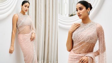 Janhvi Kapoor Radiates Elegance in Hot White Sequined Saree Paired with Stunning Sleeveless Blouse! (View Pics)