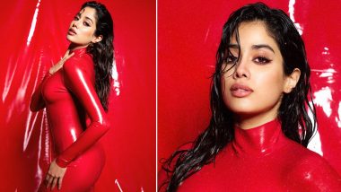 Janhvi Kapoor Sets Internet Ablaze in Figure-Flattering Red Hot Latex Dress (See Pics)