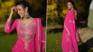 Jasmine Bhasin Radiates Elegance in Pink Frock Suit and Dupatta Paired With Heavy Earrings! (View Pics)