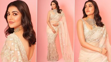 Kajal Aggarwal Embodies Glamour in Sheer Saree With Sexy Blouse and Statement Neckpiece (See Pics)