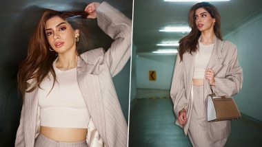 Khushi Kapoor Exudes Boss Lady Vibes in Beige Striped Coat, Trouser and White Crop Top; See the Archies Actress’ Latest Pictures Here!