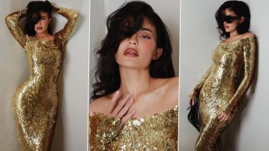 Christmas 2023: Kylie Jenner Shines Bright in Golden Sequin Off-Shoulder Dress, See Her Xmas Pictures Here!