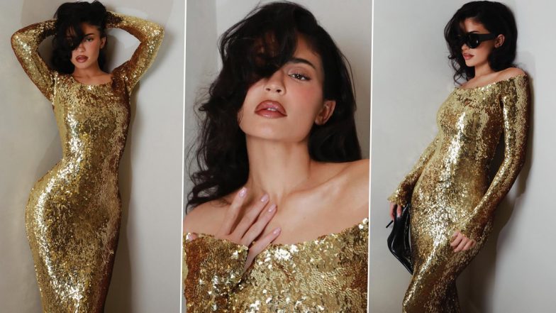 When Kylie Jenner Wore A Majestic Gold Off-Shoulder Dress With A