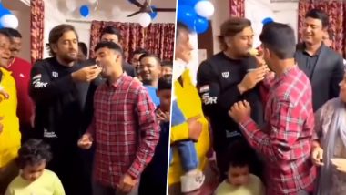 MS Dhoni Attends Fan's Birthday Party At His Home, Holds Him During Cake Smash, Video Goes Viral!