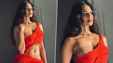 Malavika Mohanan Turns Up the Heat in Red Dress, Actress Flaunts Midriff in Latest Photo Shoot! (View Pics)