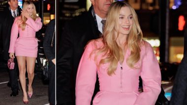 Margot Robbie's Fashion Game Is on Point in a Flamingo Pink Miniskirt and Jacket! (View Pic)