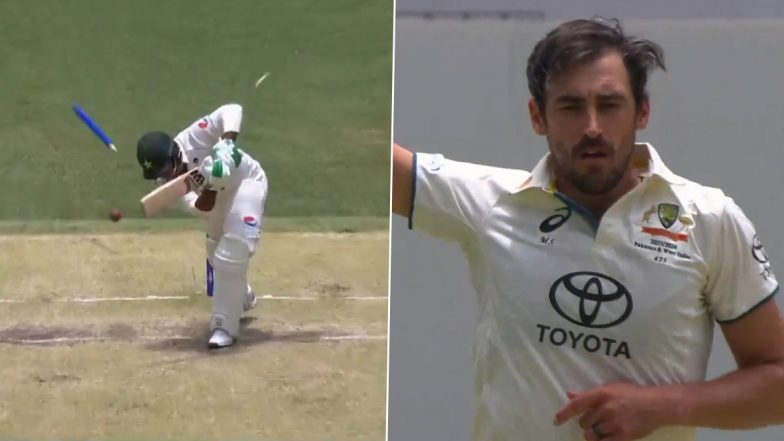 Bowled Him! Mitchell Starc Castles Sarfaraz Ahmed With Sensational Delivery on Day 3 of AUS vs PAK 1st Test 2023 (Watch Video)