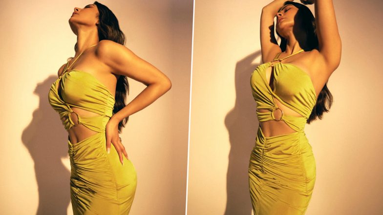 Oh-So-Sexy! Mouni Roy Looks Party-Ready in Green Knot Bandeau Maxi Dress (View Pics)