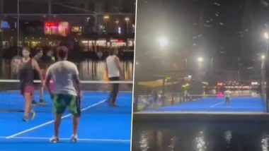 Master and Apprentice! MS Dhoni and Rishabh Pant Seen Playing Padel Tennis in Dubai After IPL 2024 Auction, Video Goes Viral!