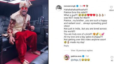 Patrice Evra's Dance On 'What Jhumka' Inside Car Goes Viral, Bollywood Star Ranveer Singh Gives 'Jadoo Ki Jhappi' to Former Manchester United Footballer In Reply (Watch Video)