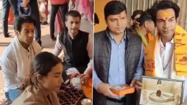 Rajkummar Rao and His Wife Patralekhaa Offer Prayers At Mahakaleshwar Temple In Ujjain (Watch Video)