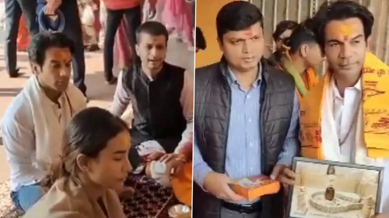 Rajkummar Rao and His Wife Patralekhaa Offer Prayers At Mahakaleshwar Temple In Ujjain (Watch Video)