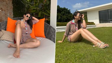 Rakul Preet Singh Rocks Red and White Checkered Mini Jumpsuit on New Year Vacation (View Pics)