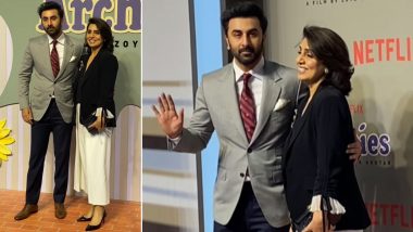 The Archies Premiere: Ranbir Kapoor and Neetu Kapoor Pose Together for Paparazzi at the Screening of Zoya Akhtar’s Netflix Film (Watch Video)