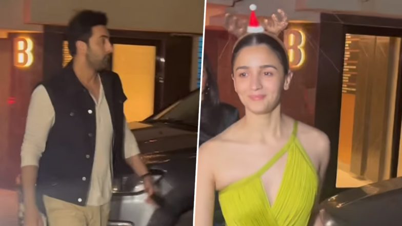 Christmas 2023: Ranbir Kapoor and Alia Bhatt Look Stunning as They're Papped After Xmas Party (Watch Video)